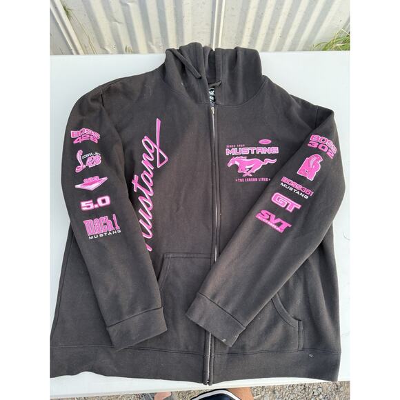 LFord Mustang Girls Run Wild Hoodie Pink American Muscle Car Sweatshirt Xl - Picture 1 of 7